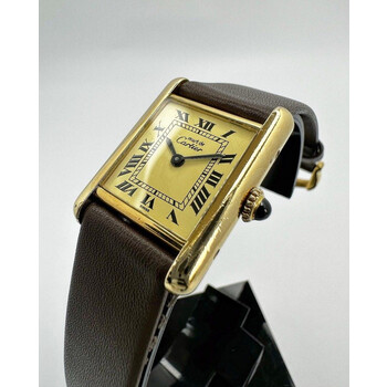 20.5mm • Cartier Tank Must de SM Vermeil SV925 Gold Plated Manual Winding